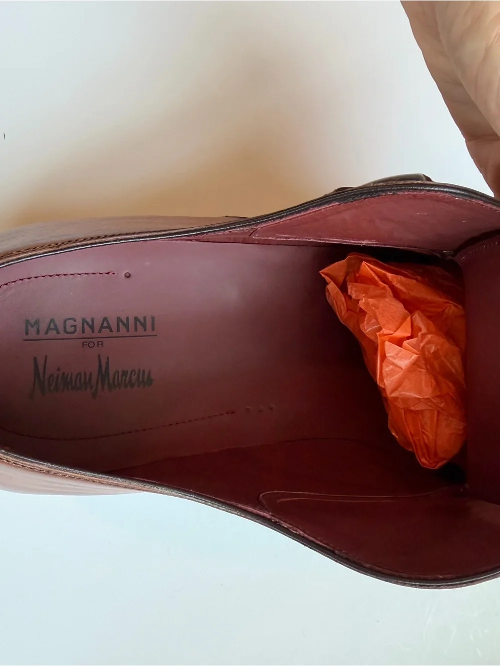Magnanni Cognac Leather Dress Shoes 12 Hand Antiqued Finish, NIB